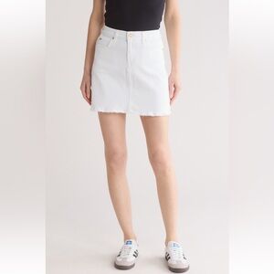 7 For All Mankind White/off-white A-line Denim Mini Skirt w Frayed Hem